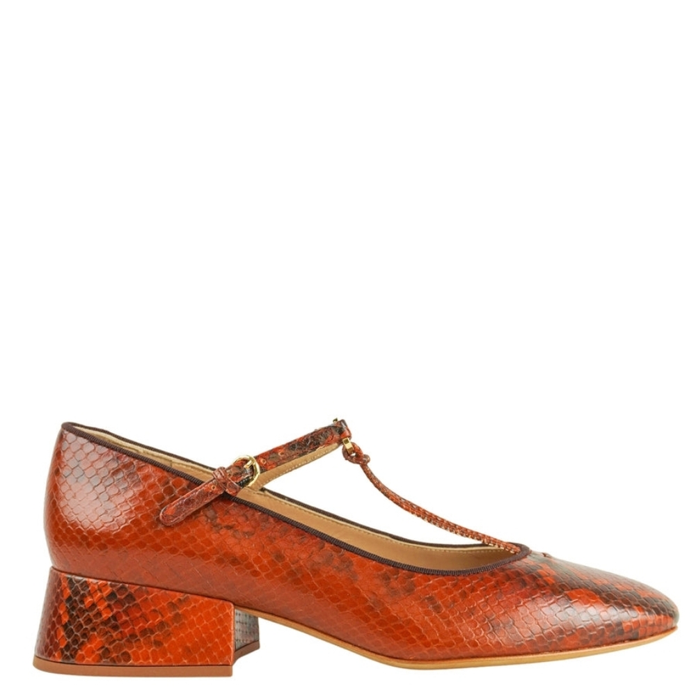 Ulla Johnson Lucy Orange Snakeskin Heels - Picture 1 of 9